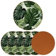 thumbnail image 2 of Palm Leaves 6PCS Round Coasters, Microfiber Leather Drink Coasters Set of 6, 11x11 cm/4.3x4.3 in Absorbent Coaster for Drinks, Cup Coaster for Home and Kitchen Decor, 2 of 6