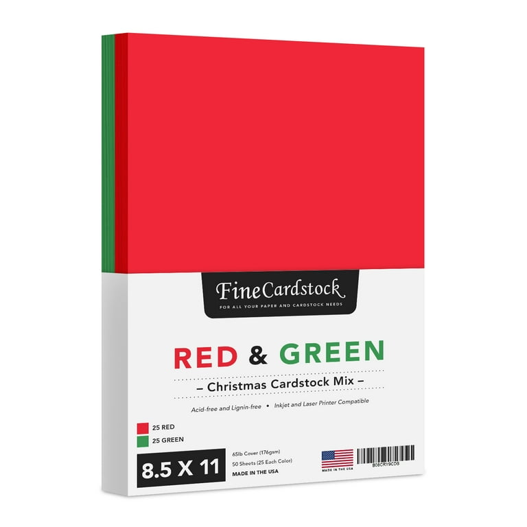 65lb Cover Cardstock Paper - 8.5 x 11 inch - 25 Sheets (Holiday Red)
