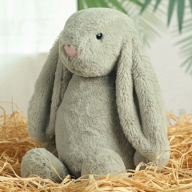 Juguetes de peluche de conejito de Pascua de 9,8 pulgadas, color verde salvia, peludos y holgados, animales de peluche de conejito de color sólido, peluches de eucalipto difusos para decoración,Sage