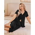 thumbnail image 5 of Ekouaer Women's Pajama Sets Short Sleeve Sleepwear Button Up 2 Piece Pj Loungewear Top and Capri Pants Black, 5 of 6