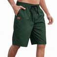 thumbnail image 2 of KPOPLK Men's Cargo Shorts Solid Color Drawstring Elastic Waist Stretch Cargo Pants With Pockets Casual Lightweight Above Knee Short Size XXXXL,Dark Green, 2 of 7