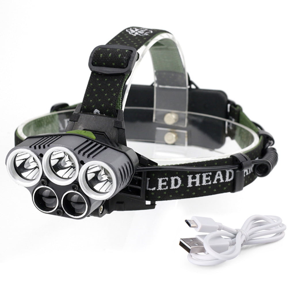 Mini Flashlight T6 5X LED Headlamp USB 80000Lm Camping Lamps Headlight Set 