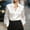 White, variant on MORTTIC Women's Elegant Satin Blouse - Classic Lapel Collar Sheer Long Sleeves Button-Down Shirt for Office Black,S