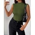 thumbnail image 5 of Zeagoo Womens Sleeveless Mock Turtleneck Tank Tops Slim Fit Stretch Ribbed Tops Casual Basic Layering Shirts, 5 of 7