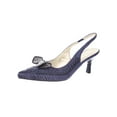 thumbnail image 2 of Women's Low Heel Closed Toe Slingback Pumps Bowknot Comfortable Dress Shoes-Navy-8, 2 of 3