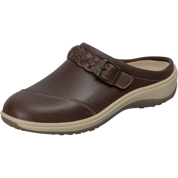 Orthofeet Irma Women's Clog Brown Leather Slip On Comfort Shoes
