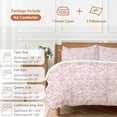 thumbnail image 6 of 3 Piece Farmhouse Pink Duvet Cover Set California King,Microfiber Comforter/Quilt Cover with Corner Ties and 2 Pillowcases,Vintage Flower Leaf Botanical Plant All Season Bedding with Zipper Closure, 6 of 8
