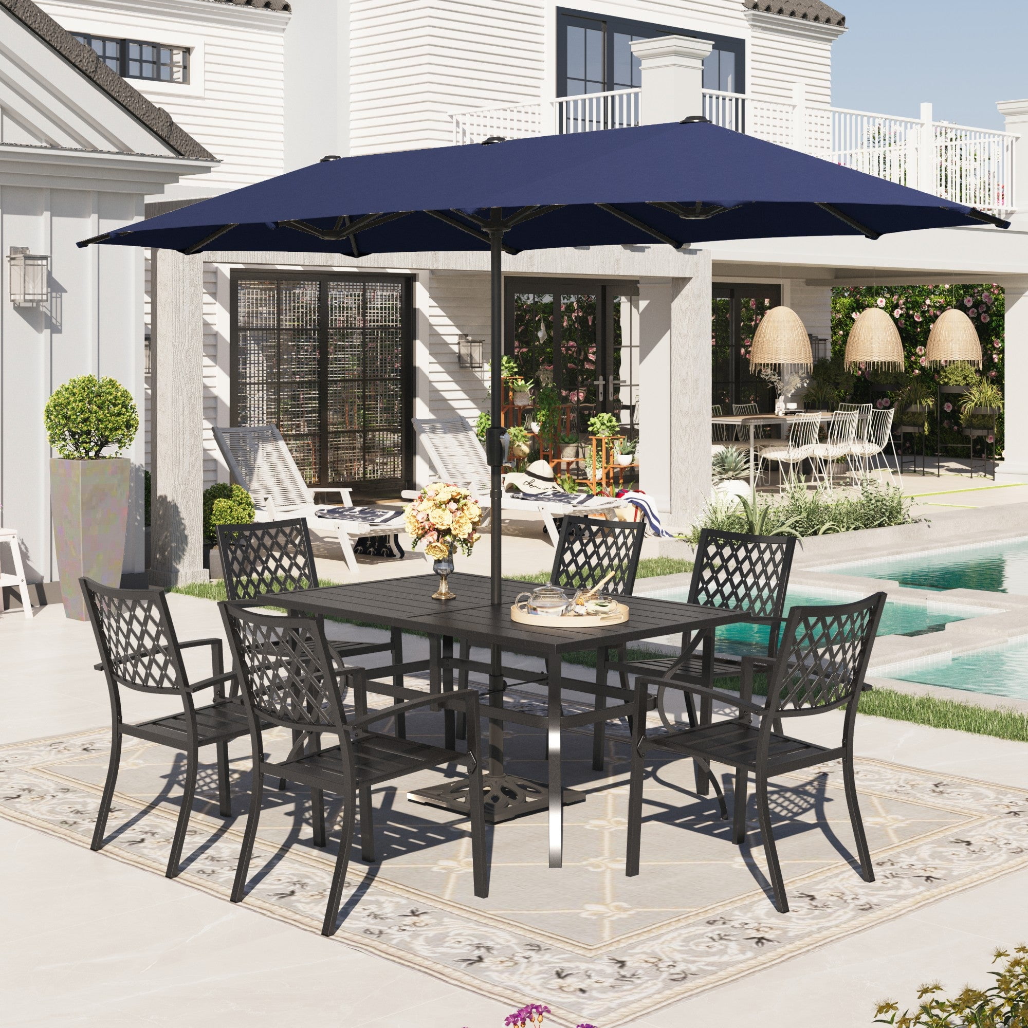 Sophia & William 8Piece Outdoor Dining Set with 13 ft Double Sided