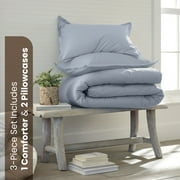 Martex EcoPure 3-Piece Organic Cotton Light Blue Solid Comforter Set, King – Comfort Wash
