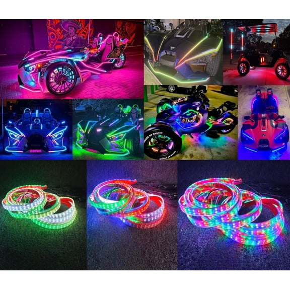 Tzvmny Lighting Factory - Double Row 10PCS 3FT 36" Dream Color LED For Slingshot Car Underglow Light Strips Bluetooth   Remote Waterproof