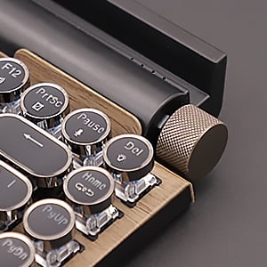 83 - Key Retro Dot Typewriter Mechanical Keyboard for Phone, Tablet, Laptop & Desktop - Wired/Bluetooth Mode (Wood Color)