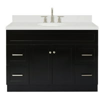 Ariel Hamlet 48 In. Oval Sink Bathroom Vanity With Carrara White Quartz Countertop 1.5 Edge In Black