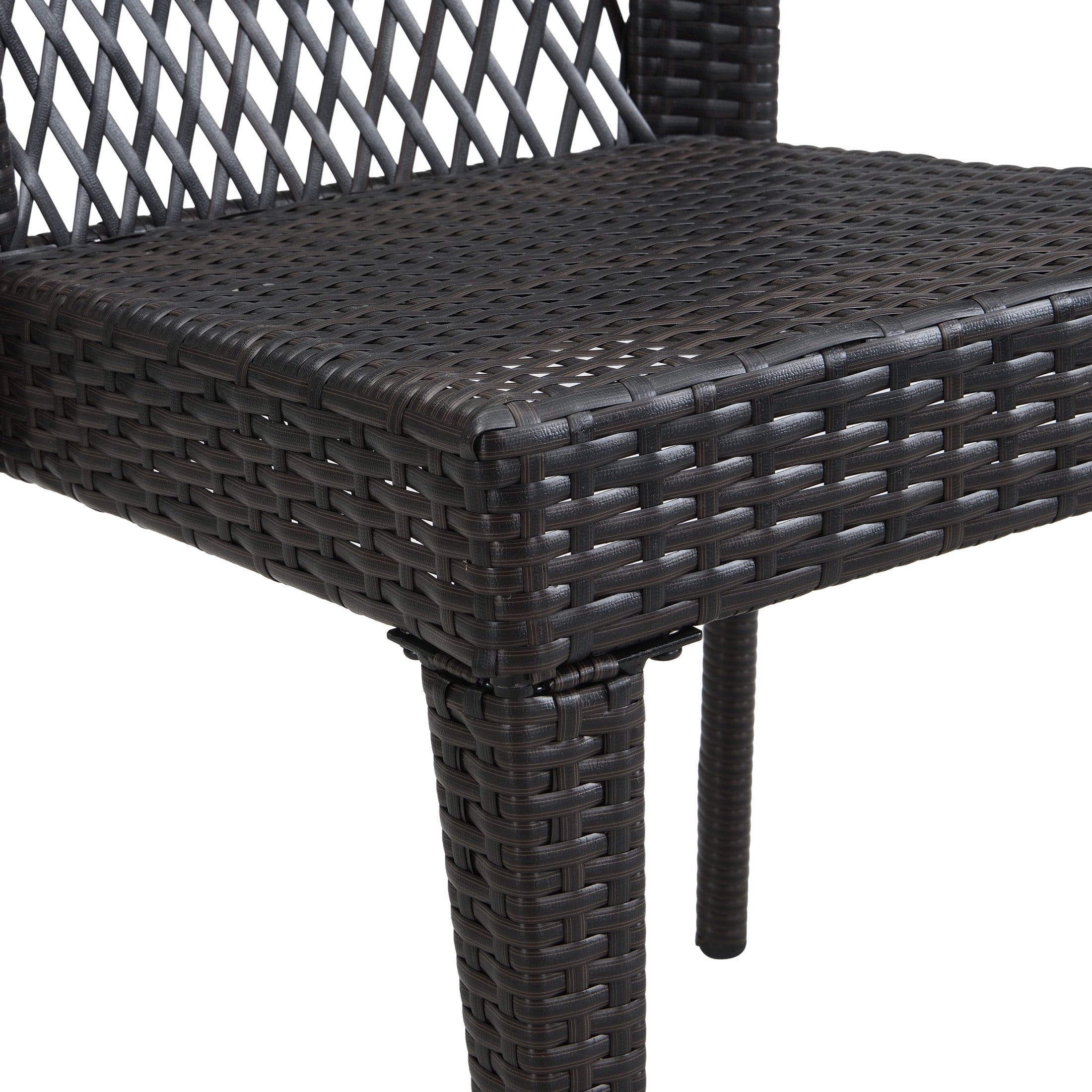 Christopher Knight Home Outdoor Stackable Rattan Dining Chairs, Iron Frame, Brown, Set of 2