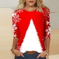 thumbnail image 1 of Pntutb Moda Mujer Chriatmas Impreso Camiseta 3/4 Mangas Blusa Cuello Redondo Casual tops Pntutb Pntutb-607, 1 of 5