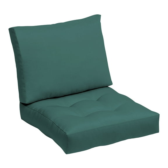 ARDEN Outdoor Plush Modern Tufted Blowfill Deep Seat Set, 24 x 24, Water Repellent, Fade Resistant, Deep Seat Bottom and Back Cushion for Chair and Sofa, Peacock Blue Green Texture
