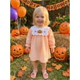 thumbnail image 4 of BemeyourBBs Toddler Baby Girls Halloween Dress Outfit Infant Baby Girl Summer Fall Plaid Gingham Dress Pumpkin Ghost Embroidered Crew Neck Puff Long Sleeve Holiday Party Dress, 4 of 9