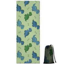 Green Dinosaurs Bones Pattern Hot Yoga Mat Towel Non Slip for Hot Yoga - Quick-Drying Yoga Mat Cover with 4 Corner Pockets with Travel Bag - Hot Yoga Towel Non Slip 70"x26"