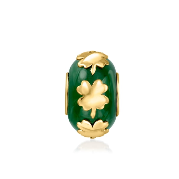 Ross-Simons 13mm Jade Clover Bead Charm in 18kt Gold Over Sterling, Women's, Adult