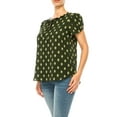 thumbnail image 2 of Women's Solid Overlapping Short Sleeve Top with Front Keyhole and Ruffle Accent, 2 of 5