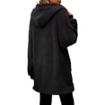 thumbnail image 4 of Cárdigan de Larga con Capucha y Cremallera para Mujer, Chaqueta Holgada de Felpa, Chaqueta de Felpa para Mujer Negro S, 4 of 9