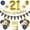Gold Black, variant on YANSION 21st Birthday Decorations Unisex, 21st Birthday Party Kit with Sand White Gold Happy 21st Birthday Banner, Beige White Gold Confetti Balloons Number 21 Balloon Triangle Flag Banner