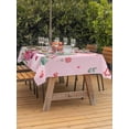 thumbnail image 2 of Outdoor Tablecloth with Umbrella Hole and Zipper, Valentine's Day Rectangle Table Cloth 60x120 Inch Waterproof Tablecloth, Pink Romantic Ice Cream Eucalyptus Leaves Picnic Table Cover for Patio, 2 of 7