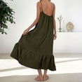 thumbnail image 6 of Zynoxe Maxi Dresses for Women 2026 Fashion Round Neck Spaghetti Strap Womens Dresses Versatile Loose Solid Color Casual Beach Dress Lightweight Flowy Ruffle Hem Summer Sundress M, 6 of 8