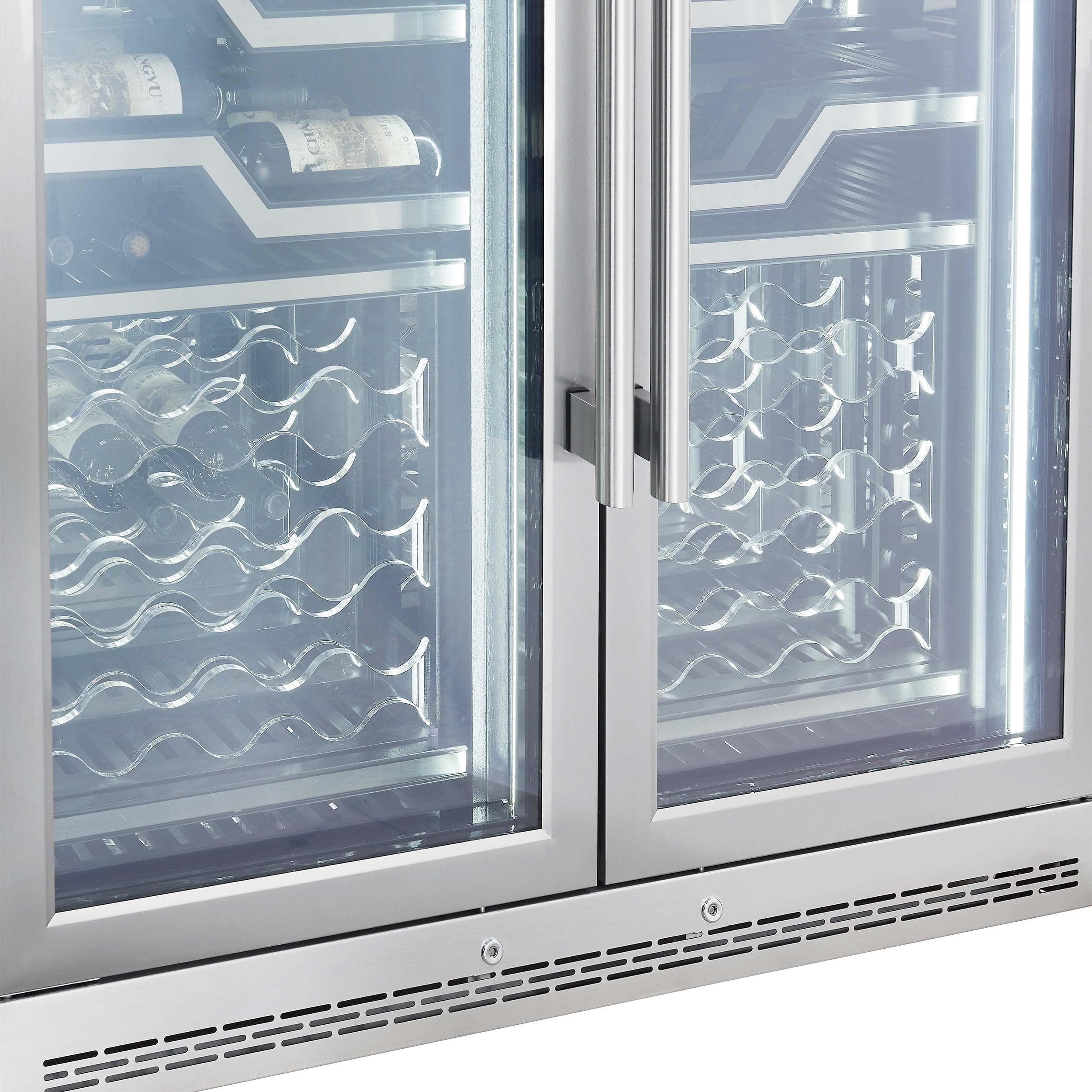 FORNO Abruzzo 48-Inch Dual Zone Wine Cellar, 102 Bottles, 24 cu. ft., Clear Acrylic Holders & Stainless Trim Shelves