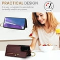 thumbnail image 6 of for Samsung Galaxy A71 5G Zipper Wallet Case, Premium Lychee Texture PU Leather Double Magnetic Clasp Flip Kickstand Credit Card Slots Shockproof Portable Metal Ring Hook Phone Case,Jujube Red, 6 of 9