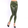 thumbnail image 2 of Arlun Shiny Fish Scale Printed Leggings for Women High Waisted Stretch Tight Pants Stylish Leather Slim Fit Bodycon Pants 2026 Carnival Holiday Outfits Green One Size, 2 of 5