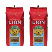 Lion Coffee Premium Gold Roast Whole Bean Coffee, 10% Kona Blend, Medium-Light Roast, 24 oz 2-Pack
