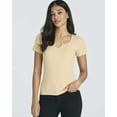thumbnail image 2 of Real Essentials 4 Pack: Women's Soft Ribbed Knit Split Neck T-Shirt - Casual Office Summer Top (Available In Plus), 2 of 6