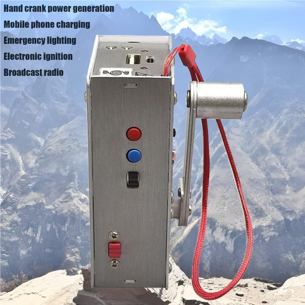 Hand Powered Dynamo Charger Emergency Station–Hand-Crank Flashlight, Lighter & Radio with LED Torch, Portable Multi-Function Dynamo Light for Camping, Hiking, and Emergency Preparedness