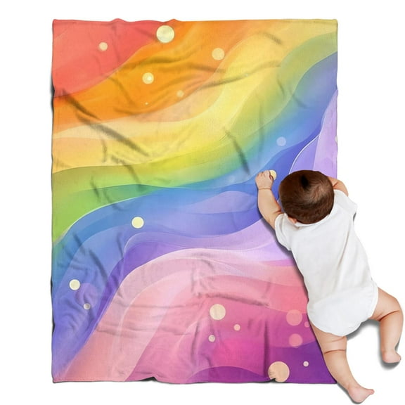 Rainbow Tie Dye Wave Pattern Blanket,Comfortable Soft Flannel Throw Blanket,All Season,Warm Lightweight Blankets for Sofa Bed Couch Living Room Chair,30"x40"