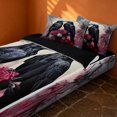 thumbnail image 2 of Erosebridal Spooky Ravens Zipper Twin Comforter Sets with Fitted Sheet and 2 Pillowcases, Halloween Dark Roses Zipper Bedding Set for Boys Girls, Black Red White, Black Reversible, 2 of 7