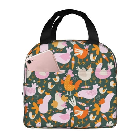 Insulated Lunch Bag for Women Men - Roosters and Chicks Leakproof Cooler Lunch Box for Women Men  Lunch Tote Bags for Work School Picnic Travel