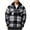 Gray, variant on Mens Fleece Jacket Button Down Drawstring Hooded Plaid Shacket with Chest Pockets Casual Loose Comfy Long Sleeve Shirt Jackets for Fall Winter Daily Layering Wear