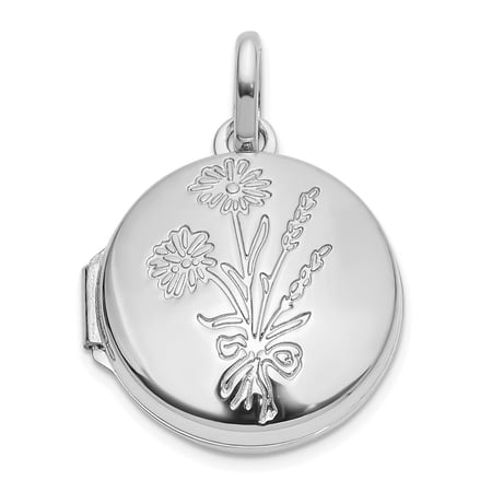 Diamond2Deal 14K White Gold Polished Floral Reverses to GRANDDAUGHTER 16mm Round Locket