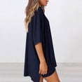 thumbnail image 4 of Lumtrix Women's 2 Piece Lounge Sets 2026 Casual Summer Airport Travel Outfits Oversized Side Slit Shirts Biker Shorts Matching Clothing Dark Blue 2XL, 4 of 5