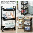 thumbnail image 6 of Bathroom Cart with Wheels Kitchen Small Storage Cart 3 Tier Rack Rolling Cart Organizer Shelf, Black, 6 of 8