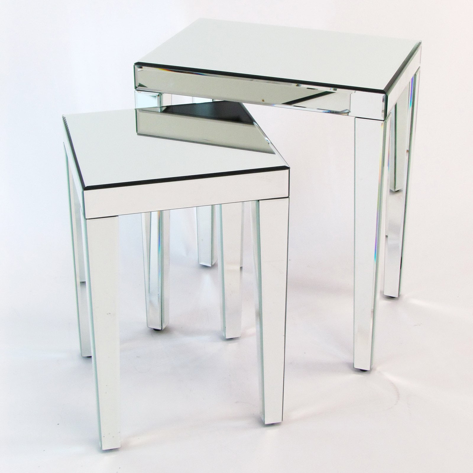 Wayborn Beveled Rectangular Mirror End Tables Set of 2