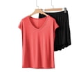 thumbnail image 2 of ShomPort Womens Matching Sleep Set Loungwear Short Sleeve Tops and Wide Leg Shorts Summer Pjs Sets, 2 of 5