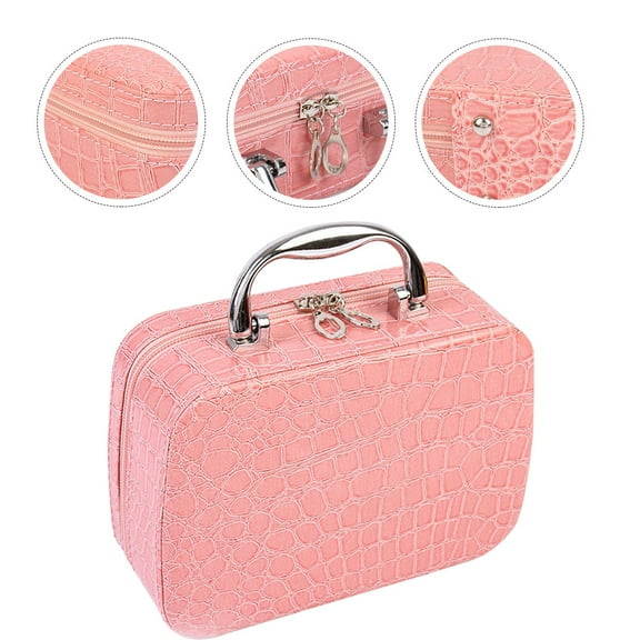 PBPBOX Large Capacity Makeup Bag Pink Pu Metal 1Set