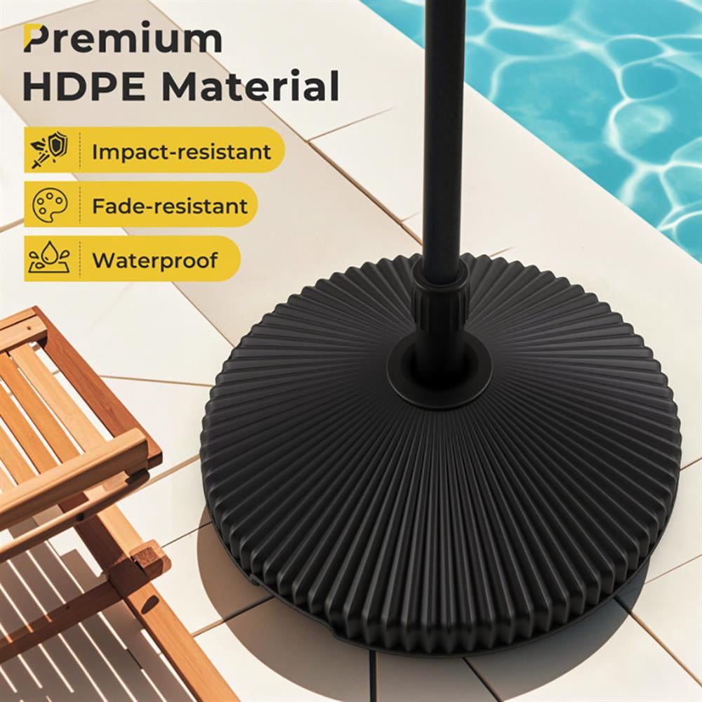 GVN Patio Umbrella Base,Outdoor Umbrella Stand,Water and Sand Filled Outdoor Umbrella Stand with Shell Texture and 3 Coupler Sizes-Black