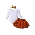 thumbnail image 3 of Qiylii Halloween Baby Girls Outfit,Letter Romper+Printing Mesh Skirt+Headband, 3 of 9