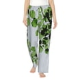thumbnail image 2 of Lsque Watercolor Green Leaves Print Women's Pajama Pants, Lounge Pant - Comfortable Home Wear,Elastic Waistband, Stylish Design-Large, 2 of 9