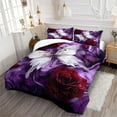 thumbnail image 4 of JOLOSERE Butterfly Roses Comforter King Set, 3-Piece Romantic Rose Butterfly Purple Bedding Comforter Set for Adults All Season, 4 of 9
