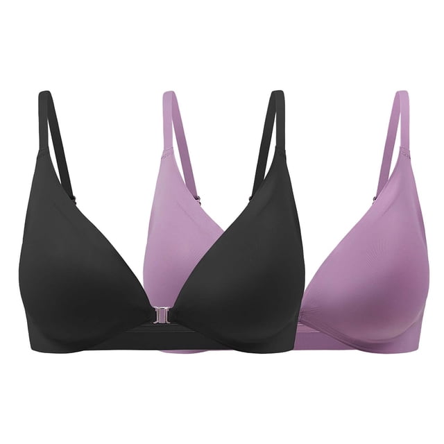 Women's Sexy Triangle Bralette Comfort Full Coverage Bra Front Close Deep V Seamless Wireless Adjustable Bras