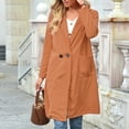 thumbnail image 3 of PENGXIANG Women‘s Spring And Autumn Lapel Wool Solid Color Long Sleeve Wool Long Pocket Jacket Suits, 3 of 6