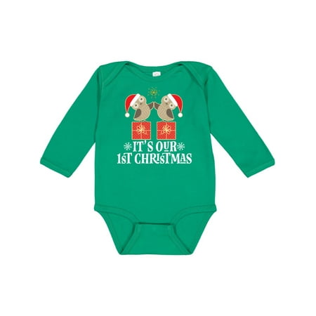 

Inktastic Twins 1st Christmas Owls Gift Baby Boy or Baby Girl Long Sleeve Bodysuit